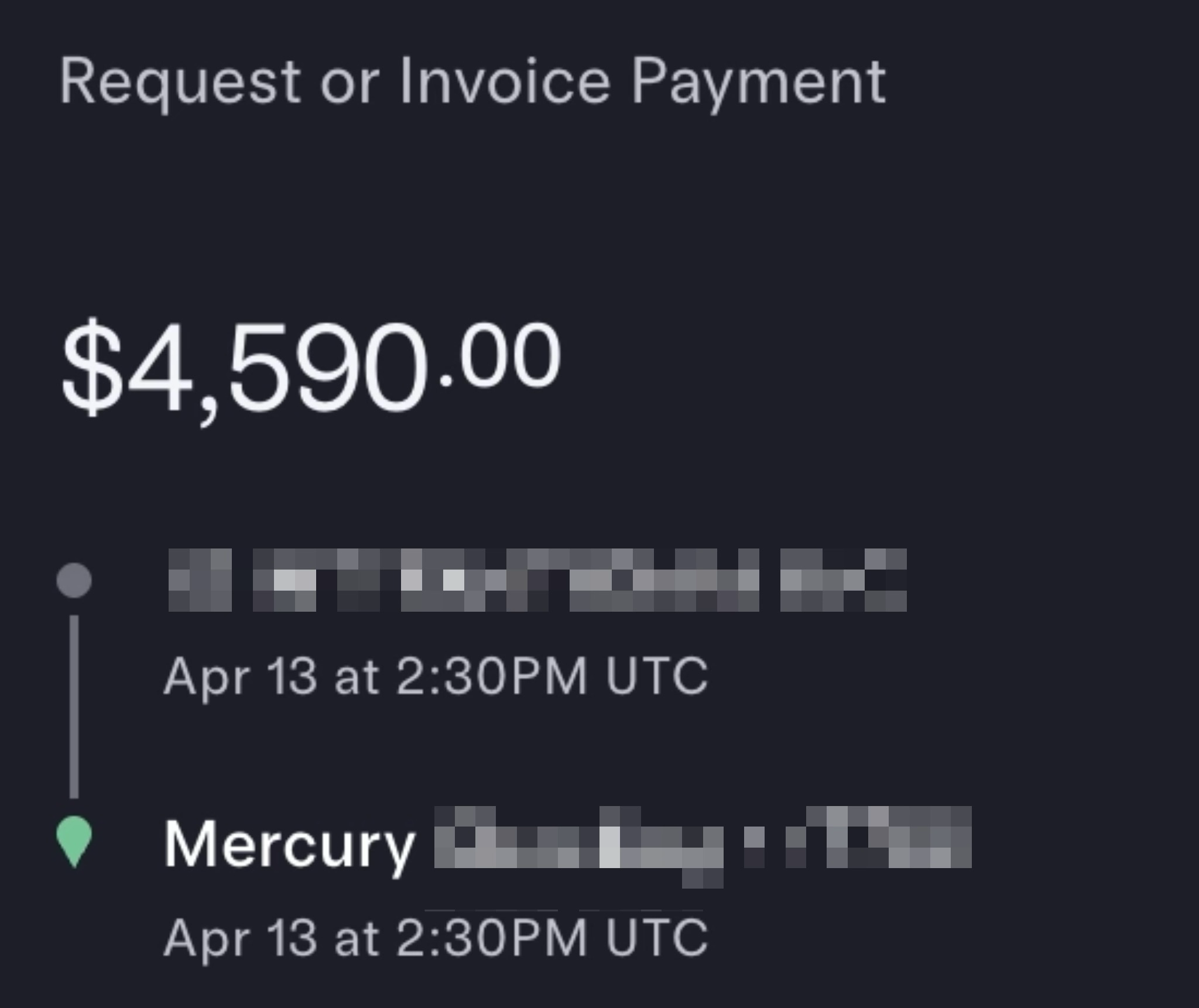 Original USD client payment of $4,590